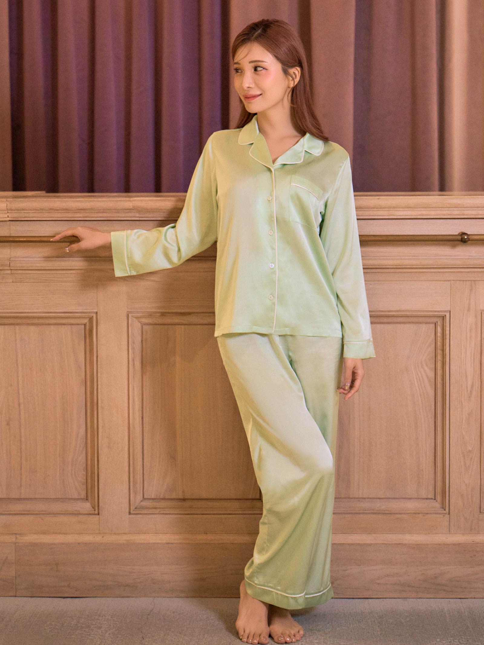 Silk Grace Pajamas シルクグレースパジャマ / レディース MINT | Mivera＆